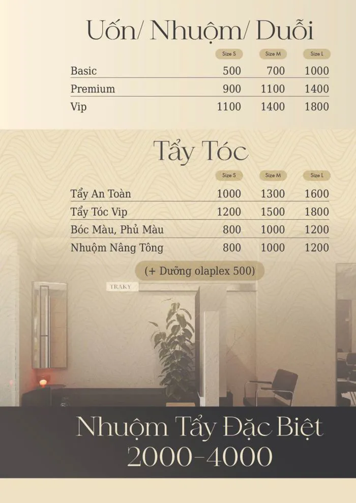 BẢNG GIÁ DỊCH VỤ TRAKY HAIR SALON BẢNG GIÁ DỊCH VỤ TRAKY HAIR SALON