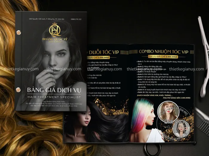 Menu Salon Tóc, Thiết Kế Độc Đáo, Phong Cách Nổi Bật