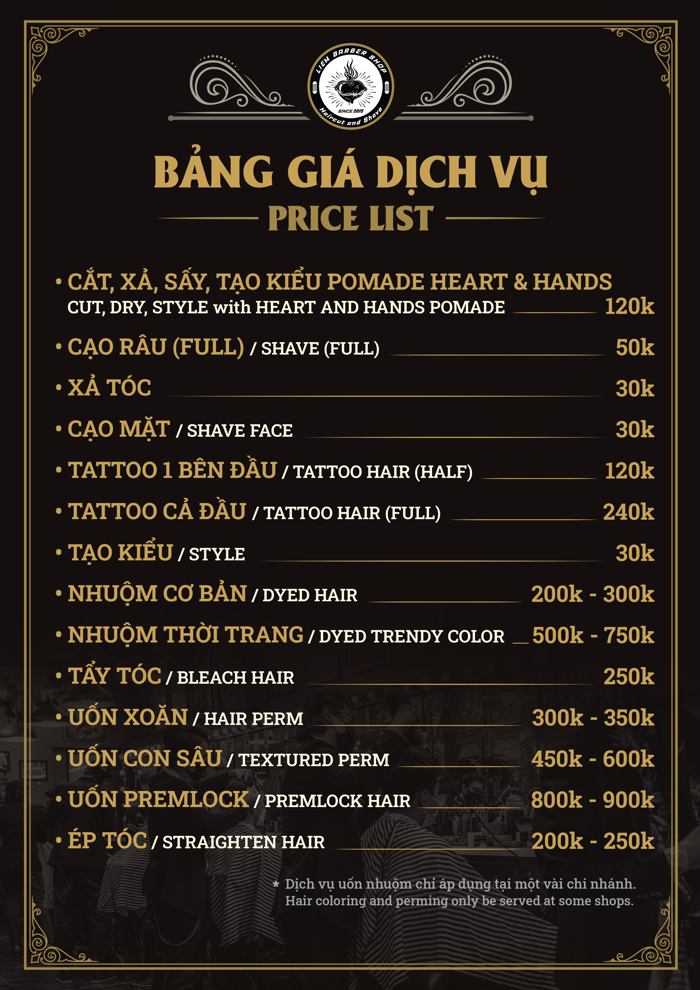Bảng giá dịch vụ cắt, sấy, uốn, nhuộm tại Liem Barber Shop ⋆ Liembarbershop.com Bảng giá dịch vụ cắt, sấy, uốn, nhuộm tại Liem Barber Shop ⋆ Liembarbershop.com