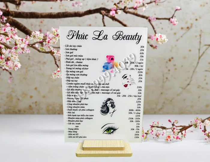 In Menu Bảng Giá Dịch Vụ Salon Tóc - Nails - Xưởng In Như Hảo