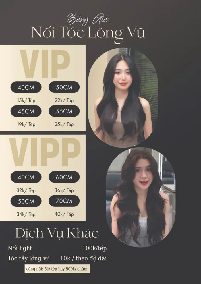 BẢNG GIÁ DỊCH VỤ TRAKY HAIR SALON