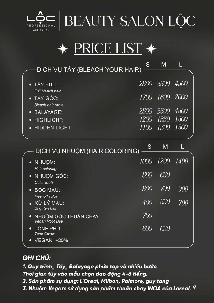 Dịch vụ – Beauty Salon Loc