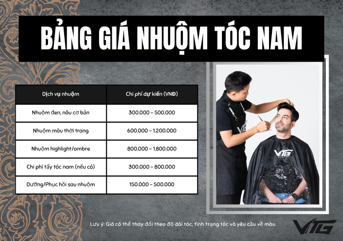 Giá Nhuộm Tóc Nam Bao Nhiêu? Giá Hiện Nay & Các Yếu Tố Ảnh Hưởng | VTG