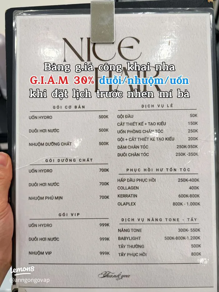 Review Nice Hair Studio Gò Vấp: bảng giá làm tóc, uốn nhuộm từ 350k