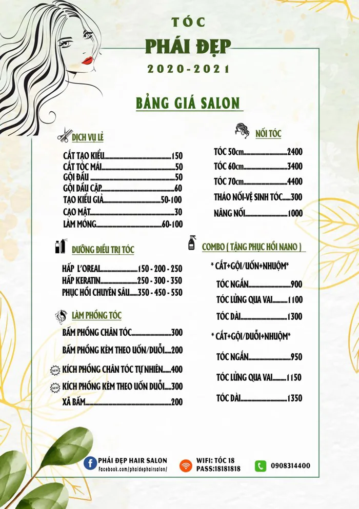 Bảng Giá Duỗi Tóc Nữ - Yaskon Beauty