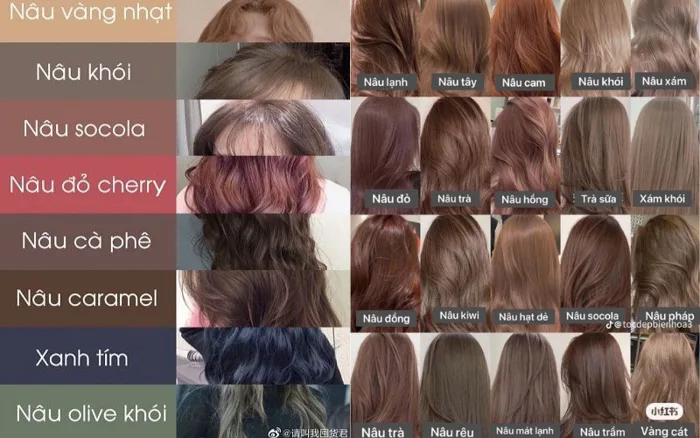 Bảng 15 màu tóc nâu được nhuộm nhiều nhất trong salon 2024