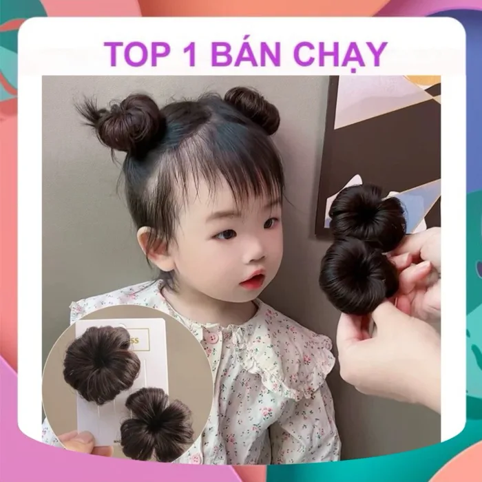 [Tặng Kẹp Tóc Cây Dừa] Set 2 Búi Tóc Giả Mini Cho Bé – Búi Tóc Kẹp Dễ  Thương, Tóc Giả Trẻ Em Siêu Xinh, Phụ Kiện Bé Gái