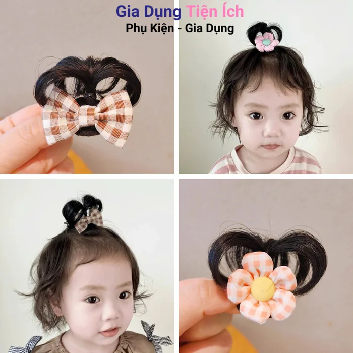 Kẹp tóc giả bé gái dạng bấm phím búi tóc giả kiểu cột chỏm cute- The Little  Girl | Shopee Việt Nam