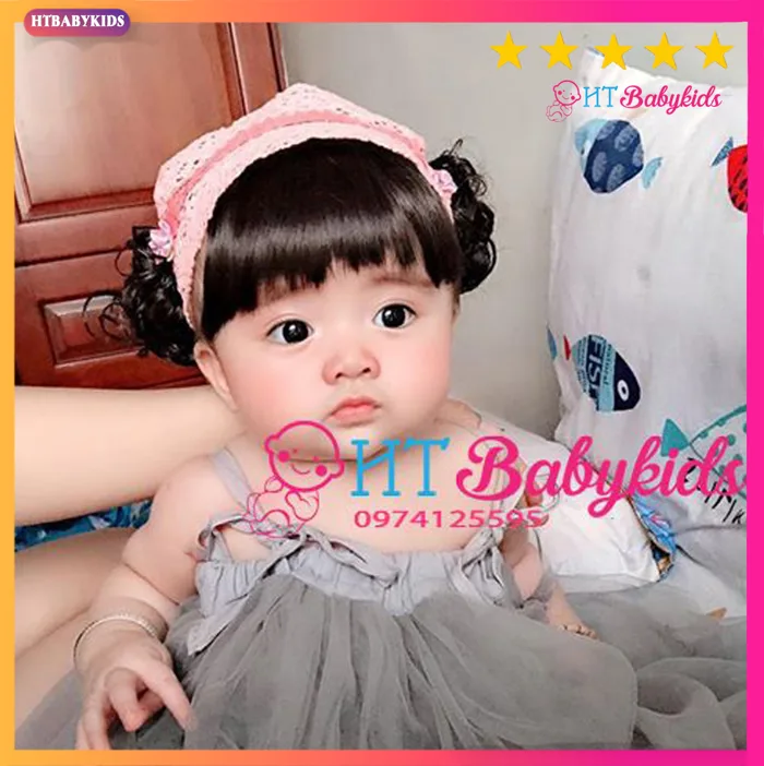 Tóc Giả Nguyên Đầu Cho Bé Gái - Tóc Giả Mềm Như Tóc Thật Uốn Xoăn Xù |  Lazada Việt Nam