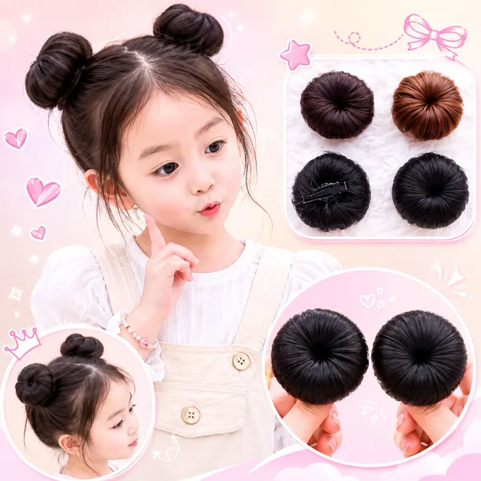 [Giá tốt] Tóc giả búi natra/ Búi mini tròn cho bé có kẹp cài loại siêu dày  dặn giá rẻ - Búi tóc cho bé gái