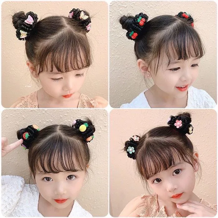 Combo 2 Búi tóc giả natra nhiều họa tiết cho bé gái | Lazada Việt Nam
