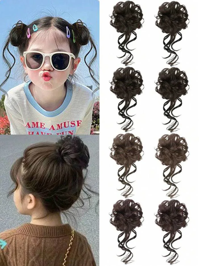 2 chiếc dây buộc tóc búi dễ thương, phụ kiện tóc trẻ em, tóc giả bé gái,  tóc giả kiểu nụ hoa, dây buộc tóc cho tóc giả, tóc dài, búi tóc giả. -  Product Video
