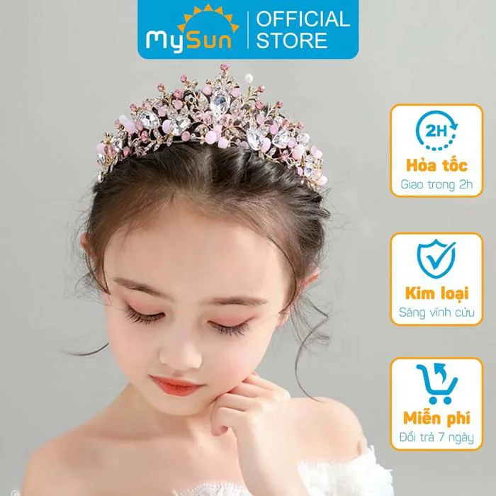 Vương miện công chúa hoàng gia size trẻ em cho bé gái cài tóc