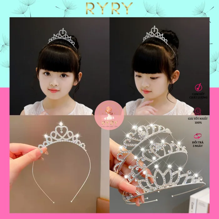 Cài Tóc Công Chúa Hình Vương Miện Đính Đá Lấp Lánh Cho Bé Gái