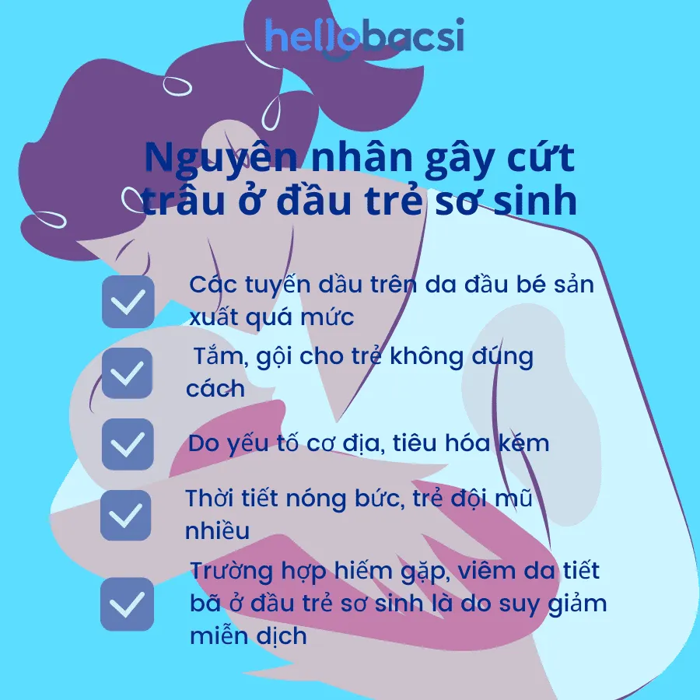 Cứt trâu ở đầu trẻ sơ sinh có tự hết không, cách trị cứt trâu là gì?