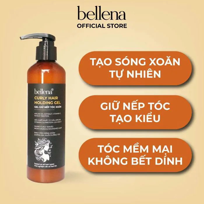 Gel giữ nếp tóc xoăn uốn hippie dưỡng tóc xoăn tạo kiểu tóc Bellena Curly Hair Holding Gel 250ml