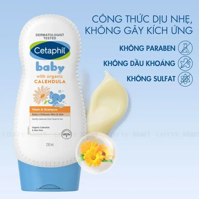 Sữa Tắm Gội Trẻ Em Cetaphil Baby Organic Calendula Tinh Chất Hoa Cúc 400ml