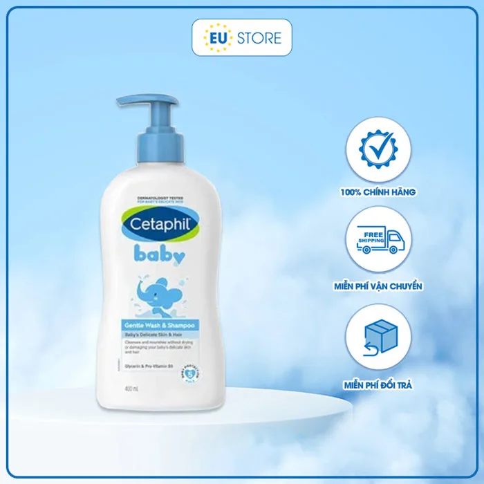 [Bản Đức] Sữa tắm gội Cetaphil Baby 400ml dịu nhẹ cho bé từ sơ sinh