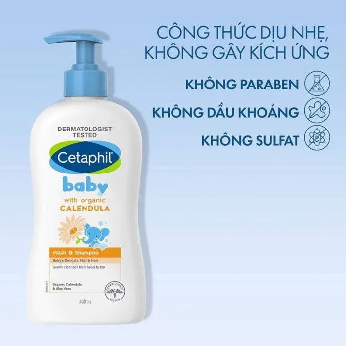 Sữa Tắm Gội Trẻ Em Cetaphil Baby Gentle Wash & Shampoo With Organic  Calendula 400Ml