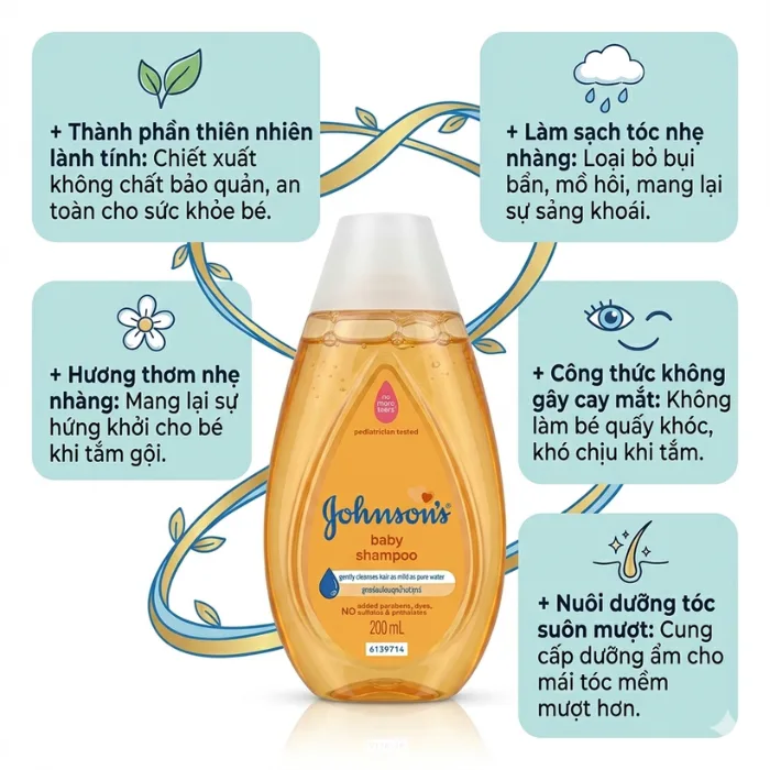 Dầu gội dịu nhẹ dành riêng cho bé Johnsons Baby 200ml - Mỹ phẩm ĐẸP XINH