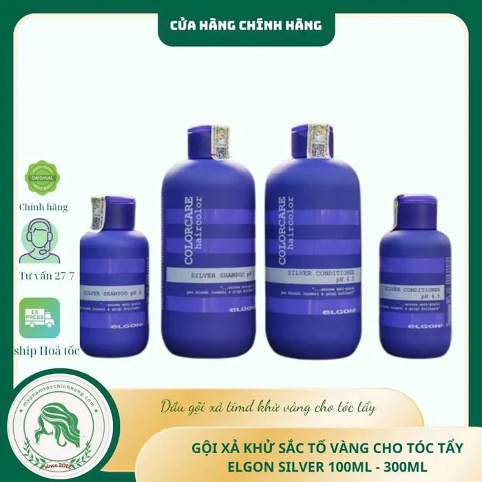 Dầu gội xả tím khử vàng Elgon Colorcare Silver Anti-Yellow