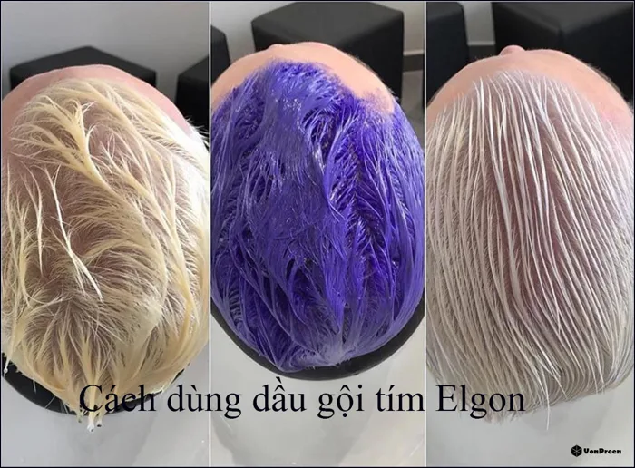 Cách dùng dầu gội tím Elgon, hướng dẫn gội khử vàng cho tóc tẩy