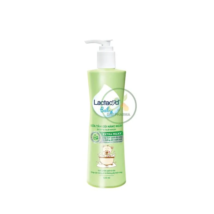Sữa tắm gội hàng ngày cho trẻ Lactacyd Baby Extra Milky làm sạch dịu nhẹ,  dưỡng ẩm vượt trội (Chai 500ml)
