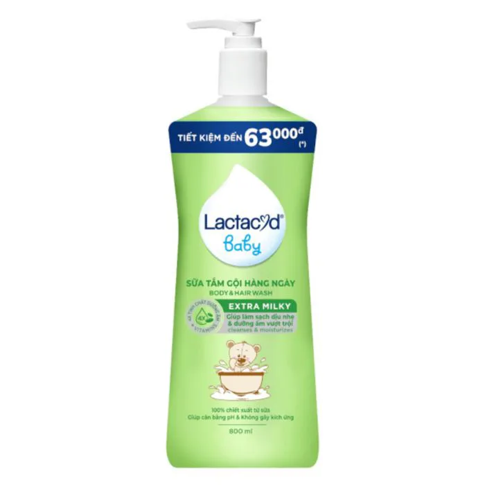 Sữa Tắm Gội Cho Baby Extra Milky Lactacyd 800ml