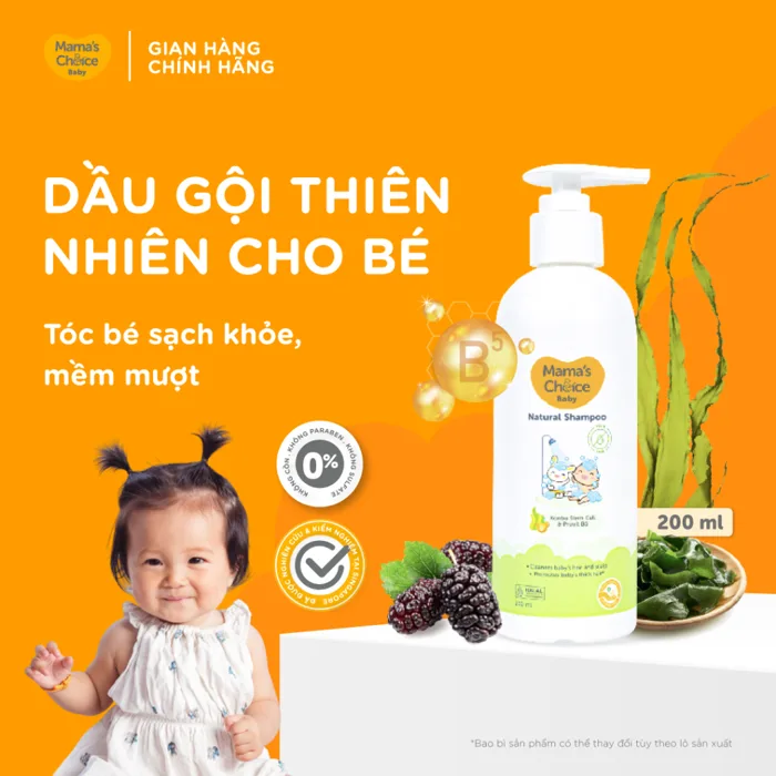 Dầu Gội Trẻ Em Mama’s Choice – Dịu Nhẹ Giúp Mọc Tóc Cho Bé Từ 0 Tháng, Làm  Sạch Vảy Da Đầu & Nuôi Dưỡng Da Đầu