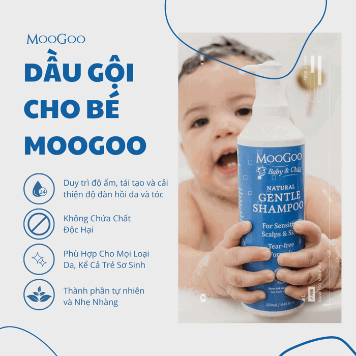 Dầu Gội Đầu Cho Bé Không SLS, Sulfate, Cho Bé, Da Nhạy Cảm - MooGoo