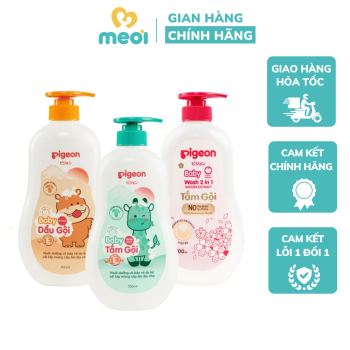 Sữa tắm gội Pigeon 700ml cho trẻ 0M+