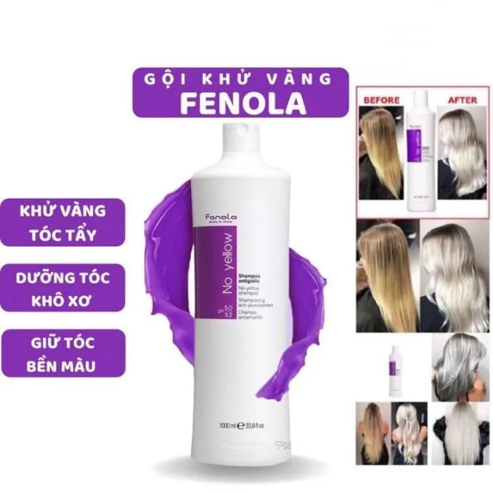 Dầu gội tím FANOLA NO YELLOW 1000ML ITALY - Dầu gội KHỬ ÁNH VÀNG giữ màu  cho tóc nhuộm, tóc tẩy bền màu