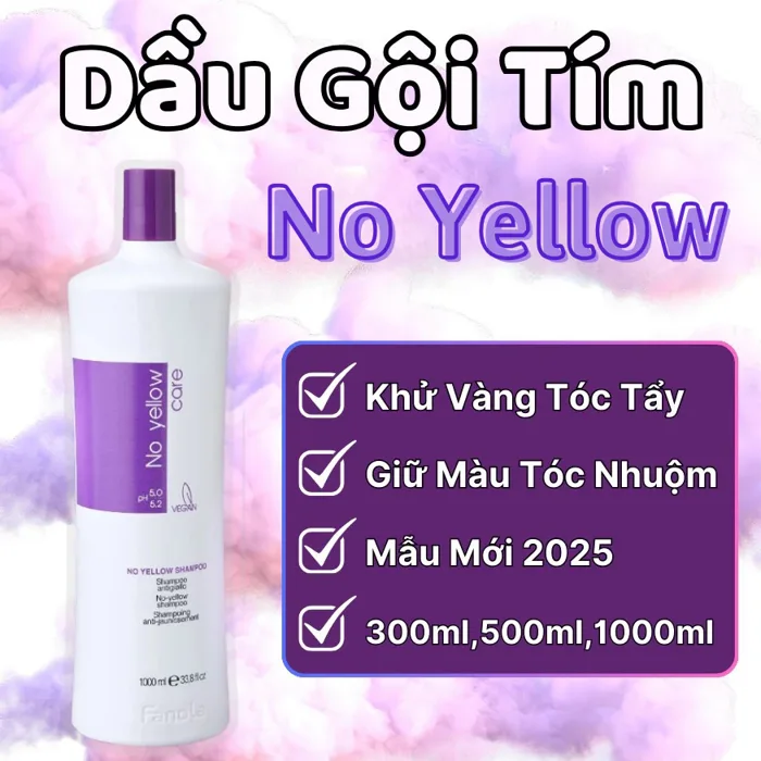 Dầu gội tím NO YELLOW [ Mẫu Mới ] - khử vàng giữ màu cho tóc tẩy, tóc nhuộm  màu thời trang