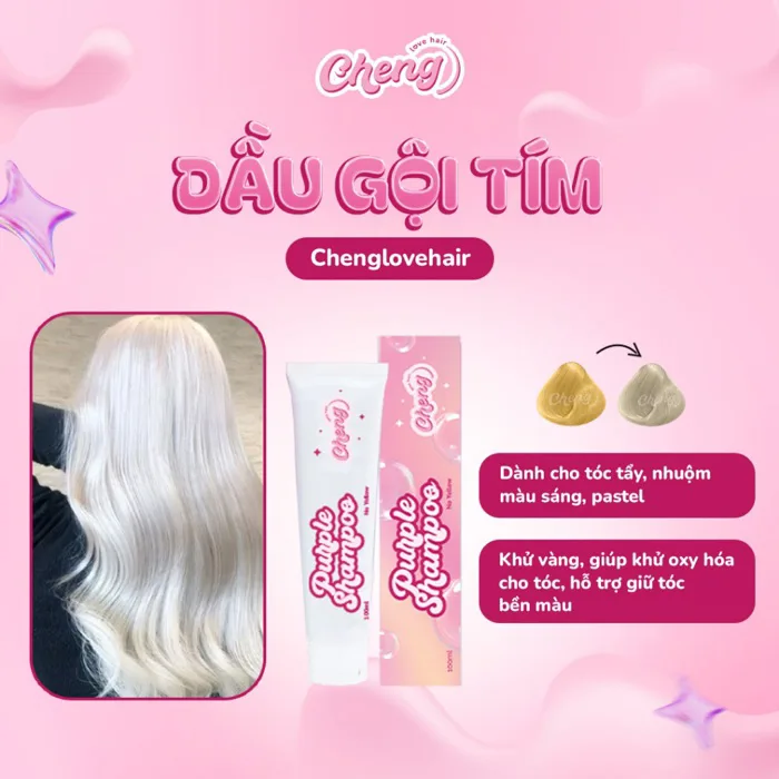 [ĐỘC QUYỀN] DẦU GỘI TÍM CHENGLOVEHAIR, Dầu Gội Khử Vàng, Giữ Màu Cho Tóc  Nhuộm Sáng, Tóc Tẩy | Chenglovehairs