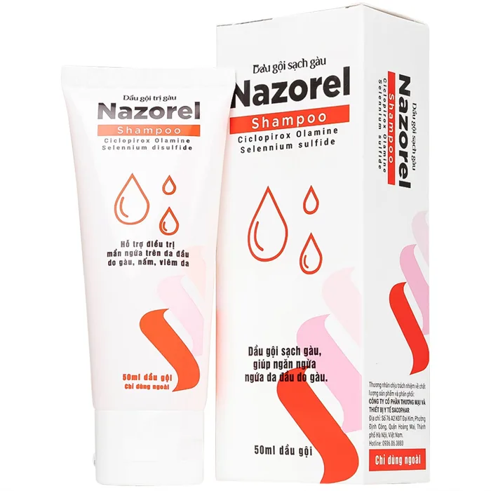 Dầu gội sạch gàu, giảm ngứa Nazorel shampoo 50ml Dầu gội sạch gàu, giảm ngứa Nazorel shampoo 50ml