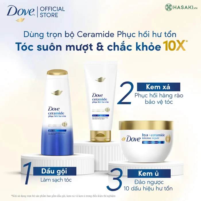Kem Ủ Tóc Dove Ceramide Phục Hồi Hư Tổn 300ml (Mới)
