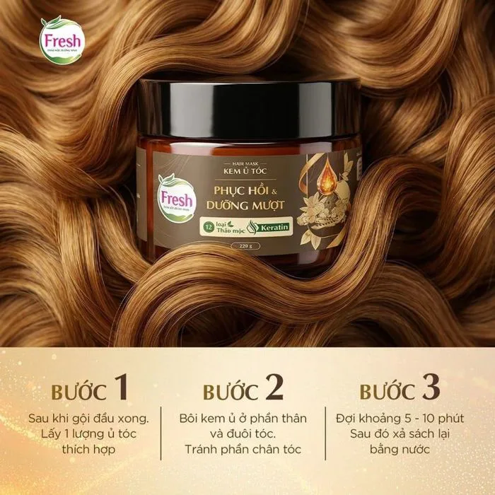 Kem Ủ Tóc Fresh Thảo Mộc Dưỡng Sinh Phục Hồi & Dưỡng Mượt Tóc Hư Tổn 220g
