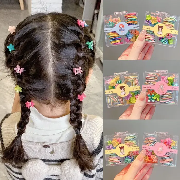 Hộp 60 Chi Tiết Kẹp Tóc, Dây Buộc Tóc Cho Bé Gái Siêu Dễ Thương Tiện