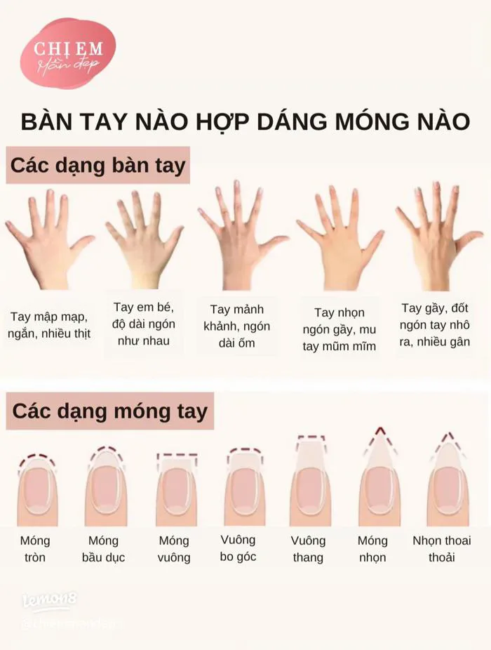 Cách chọn dáng móng tay hợp bàn tay: 5 form móng cơ bản cho mọi dáng tay