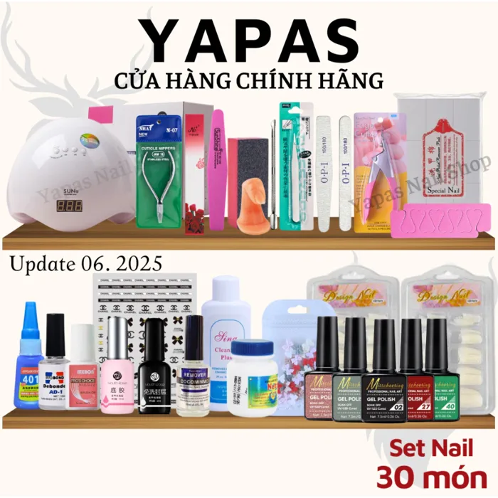 Combo nail cơ bản Yapas cá nhân tại nhà đầy đủ, set đồ dụng cụ học làm móng  nail cho người mới