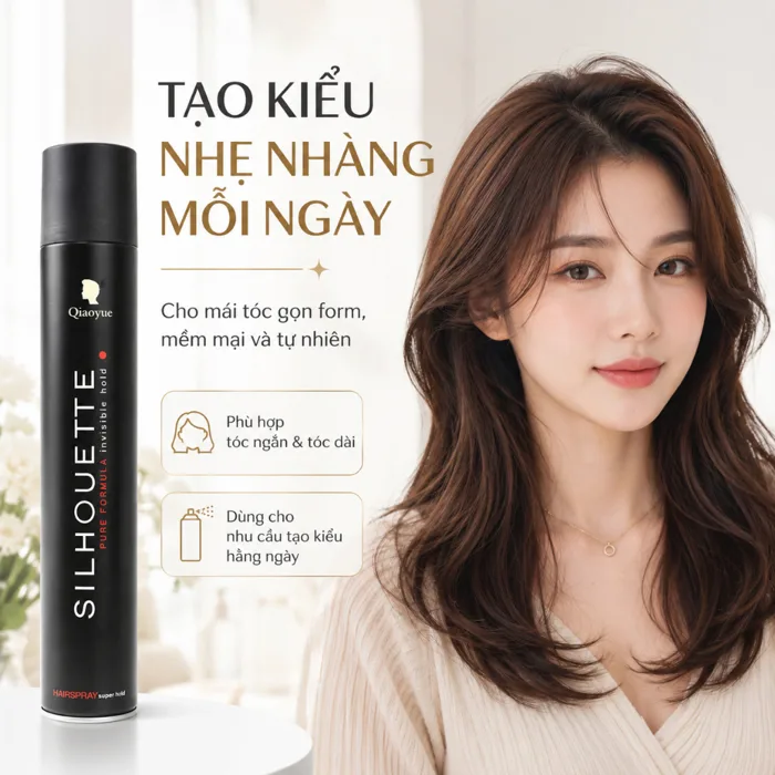 Gôm Xịt Tóc Silhouette 420ml Tạo Kiểu Giữ Nếp Tóc Nam Nữ Không Bết Dính, Mùi Thơm Dịu Nhẹ
