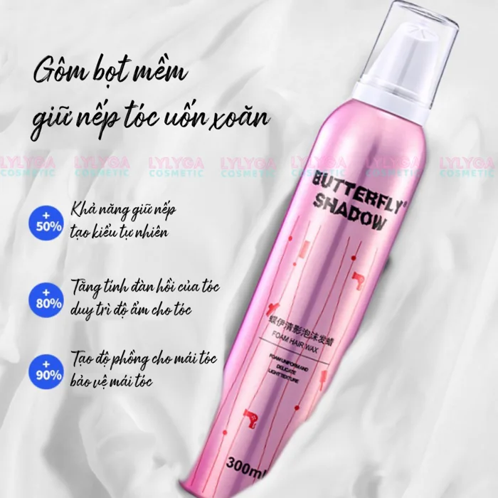 Gôm mềm giữ nếp tóc nữ Butterfly Shadow 300ml 80ml keo bọt dạng mềm tạo kiểu