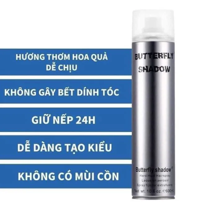 Gôm xịt tóc Butterfly Shadow 150ml 320ml 600ml Chính hãng, Gôm bạc giữ nếp  tạo kiểu nam nữ | Lazada Việt Nam