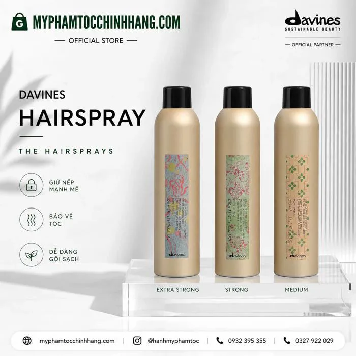Gôm xịt giữ nếp trung bình Davines More Inside This Is A Medium Hold Hairspray 400ml