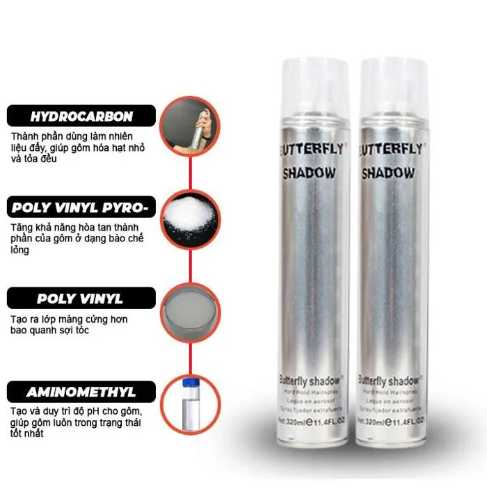 Gôm Xịt Tóc Giữ Nếp Tạo Kiểu Nam Nữ Butterfly Shadow 320ml