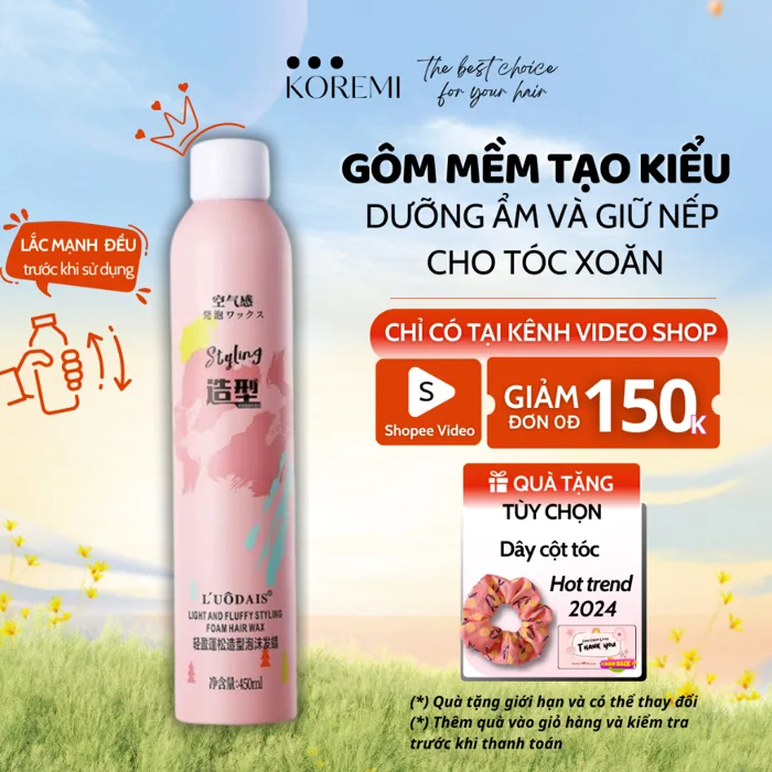 Gôm mềm, keo xịt giữ nếp tóc nữ, keo bọt tạo kiểu tóc xoăn nam mềm,
