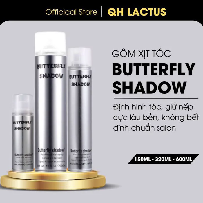 Gôm xịt tóc Butterfly Shadow keo xịt giữ nếp tóc nam nữ Butterfly Shadow  150ml - 320ml - 600ml