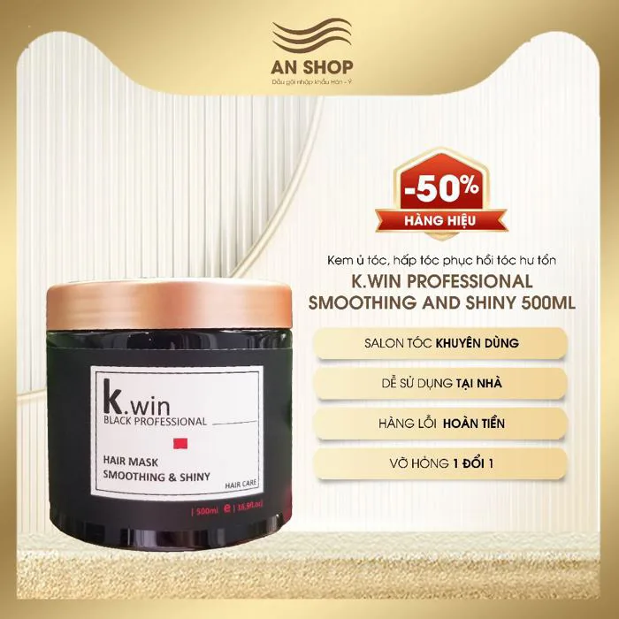 Kem ủ tóc, hấp tóc phục hồi tóc hư tổn Kwin smoothing and shiny 500ml dưỡng