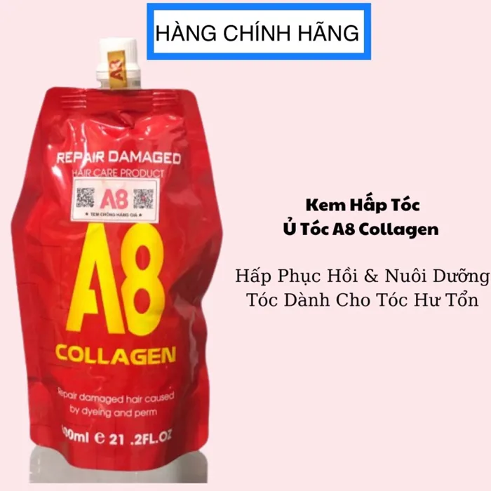 Dầu hấp collagen A8 Kem hấp tóc siêu mượt Hấp A8 phục hồi tóc hư tổn hỗ trợ trong uốn ép tóc