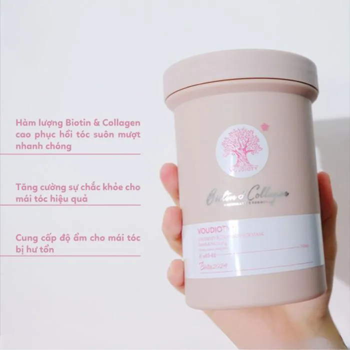 Hấp Tóc Phục Hồi Tái Sinh Tóc Biotin & Collagen Voudioty Repairing Hair Mask 500ml